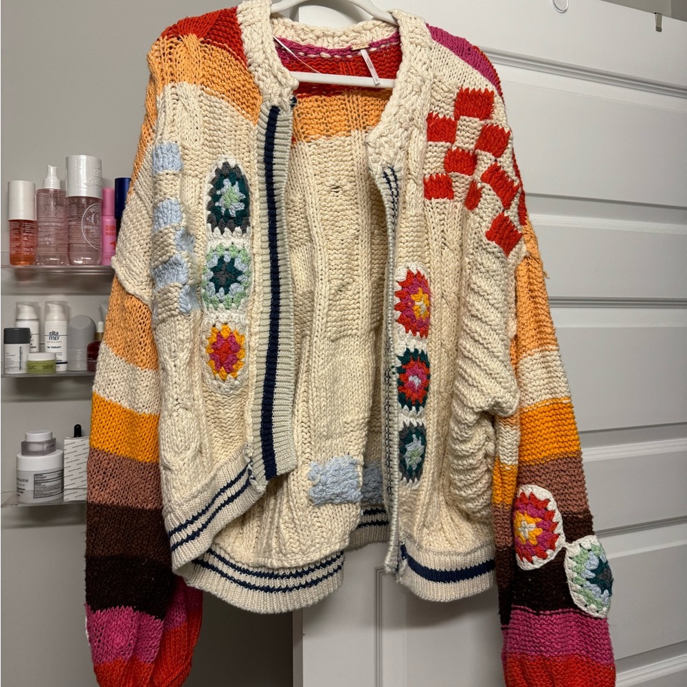 Free People clear skies cardi, never worn, size large